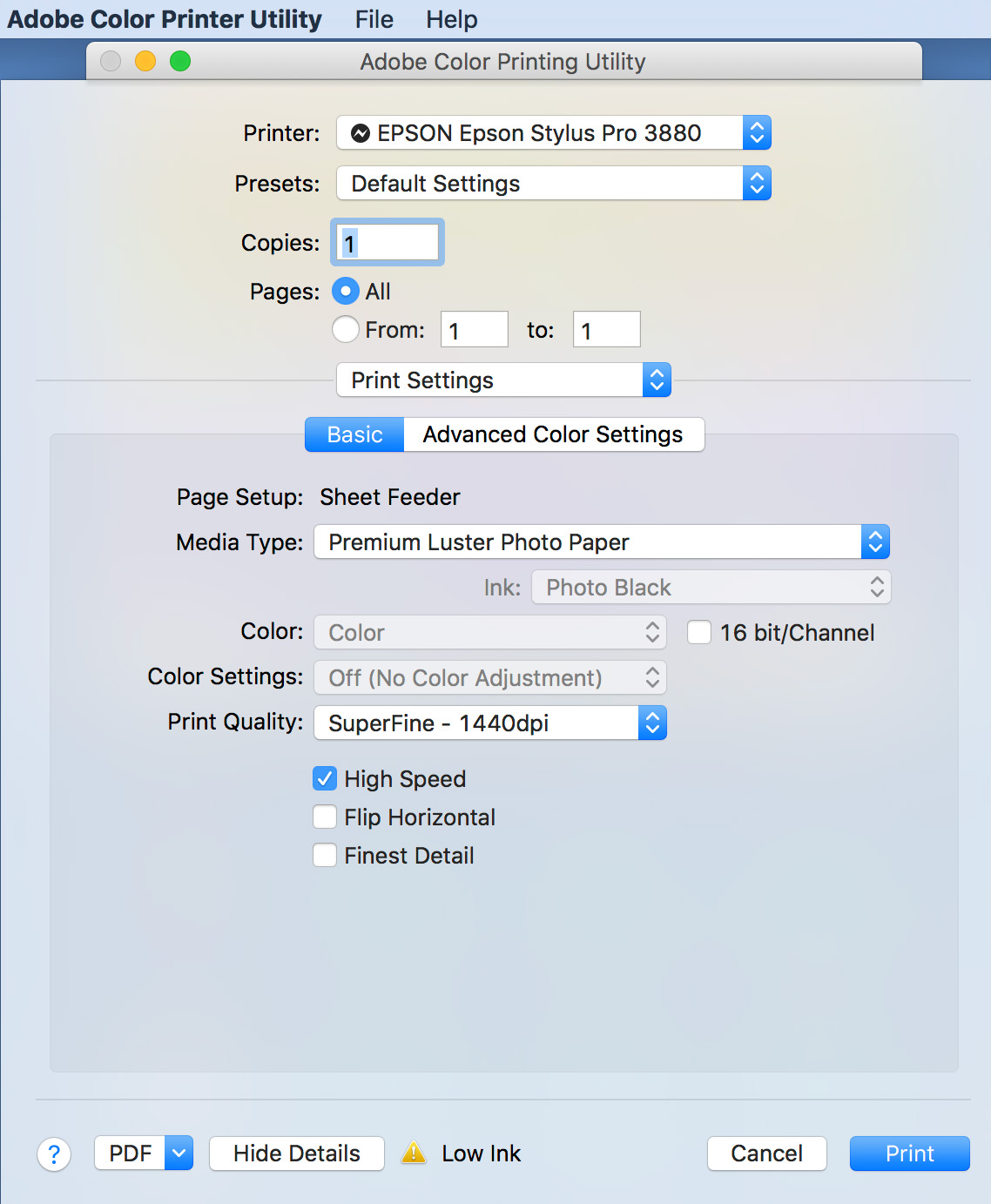 ICC Profiles Printing Test Chrts using ACPU