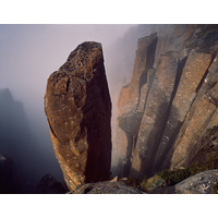 Dolerite columns at the head of avalanche couloir, Organ Pipes, kunanyi/Mount Wellington.