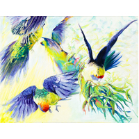 Rosellas in Flight