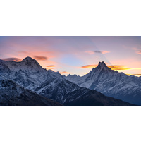 Annapurna South and Machapuchare sunrise, Nepal