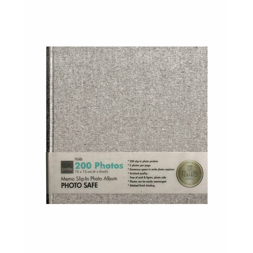 Plush Linen Photo Album Slip-In 200 Photos: Grey